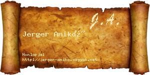 Jerger Anikó névjegykártya