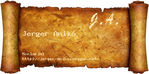 Jerger Anikó névjegykártya